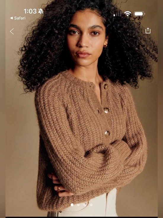 Sezane Sweaters - Sezane Emile Cardigan Chunky Knit Button-Front Sweater in Camel Size Medium